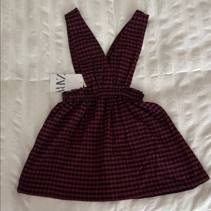 Zara Kids Checkered Jumper - Burgundy and Black
